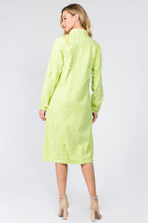 American Bazi Women's Button-Up Distressed Denim Dress - Timeless Style with Modern Edge